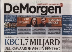 Cover De Morgen 15 mei 2009 Non-nieuws opgeblazen tot de grootte van het krantenlogo